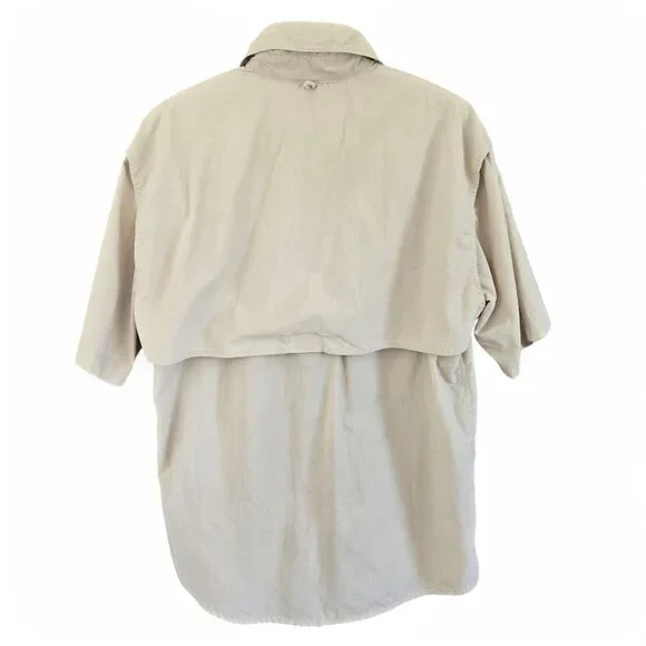 World Wide Sportsman Mens Vented Fishing Shirt Short Sleeve Shirt Beige Large - Picture 2 of 11